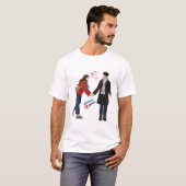 かわいい可愛いカップルの女の子の男の子の恋人を新しい旅行 Tシャツ (正面フル)