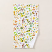 かわいい可愛いカラフルサファリ柄の赤ちゃん動物 バスタオルセット (ハンドタオル)