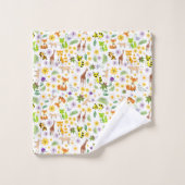 かわいい可愛いカラフルサファリ柄の赤ちゃん動物 バスタオルセット (ウォッシュタオル)