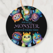 かわいい可愛いカラフル可愛いモンスター子供の誕生日 フェイバータグ (正面)