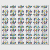 かわいい可愛いカラフル可愛いモンスター子供の誕生日 ラッピングペーパー (フラット)