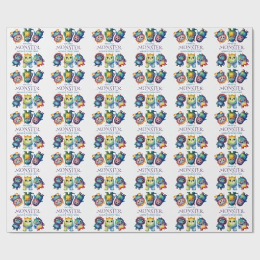 かわいい可愛いカラフル可愛いモンスター子供の誕生日 ラッピングペーパー (フラット)