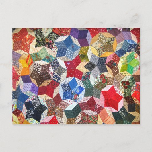かわいい可愛いガーリーヴィンテージパッチされたキルトの星 ポストカード (正面)