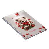 かわいい可愛いテディベアバラとハート ノートブック (右側)