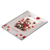 かわいい可愛いテディベアバラとハート ノートブック (左側)