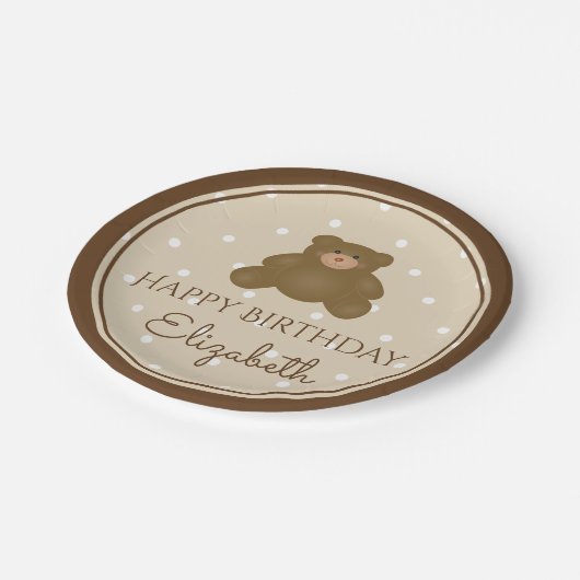 かわいい可愛いテディベアベビーファーストバースデーパーティー ペーパープレート (アングル)