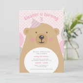 かわいい可愛いテディベア誕生日招待状 招待状 (スタンド正面)