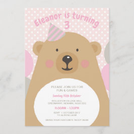 かわいい可愛いテディベア誕生日招待状 招待状