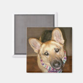 かわいい可愛いドイツ羊飼い犬ブラック&タン マグネット (正面/裏面)