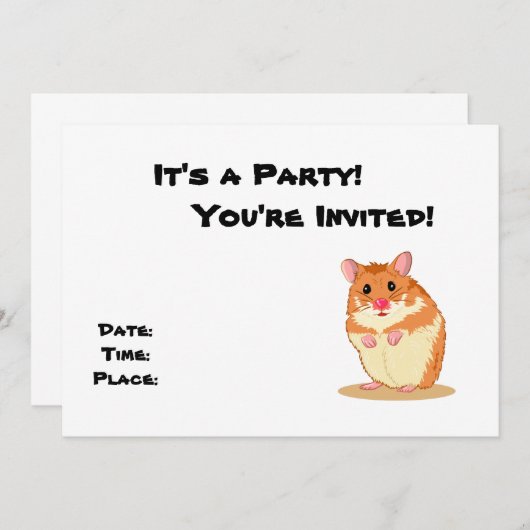 かわいい可愛いハムスターパーティの招待状 招待状 (正面/裏面)