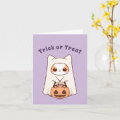 かわいい可愛いハロウィーンブーのトリックまたは治療 カード (黄色い花)