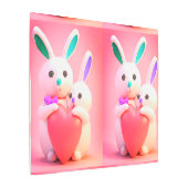 かわいい可愛いバニーとママ保持ハート画像 メタルプリント (アングル)