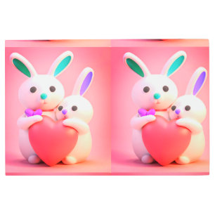 かわいい可愛いバニーとママ保持ハート画像 メタルプリント