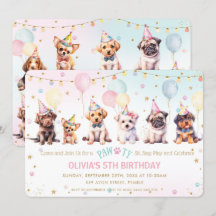 かわいい可愛いパウィティ犬の子犬の誕生日パーティー