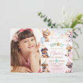 かわいい可愛いパワティ犬バルーン誕生日パーティー 招待状 (スタンド正面)