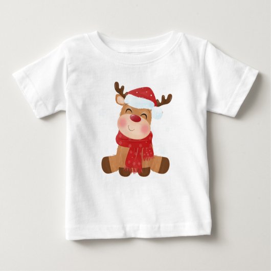 かわいい可愛いメリークリスマストナカイ ベビーTシャツ (正面)