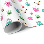 かわいい可愛いモンスターズカラフルキッズボーイズパーティー ラッピングペーパー (ロールコーナー)