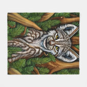 かわいい可愛いリトルリンクス子猫 フリースブランケット (正面(横))