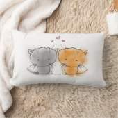 かわいい可愛い可愛い子猫オレンジとグレー ランバークッション (ブランケット)