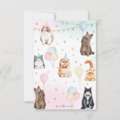 かわいい可愛い可愛い猫バルーンの誕生日パーティー サンキューカード (裏面)
