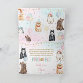 かわいい可愛い可愛い猫風船誕生日パーティーT サンキューカード (内部)