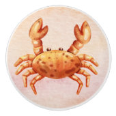 かわいい可愛い小さなカニの水色海 セラミックノブ (正面)