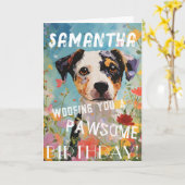 かわいい可愛い犬ハッピーバースデー カード (黄色い花)