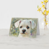 かわいい可愛い考え犬のカード|過去記事 カード (黄色い花)