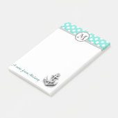 かわいい可愛い航海のいかり水玉模様モノグラム ポストイット (アングル)