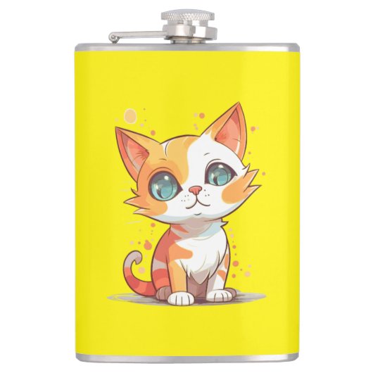 かわいい可愛い茶色の猫 フラスク (正面)