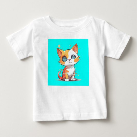 かわいい可愛い茶色の猫 ベビーTシャツ (正面)