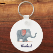かわいい可愛い象パーソナライズされたカスタム色 キーホルダー (正面)