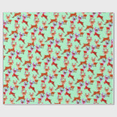 かわいい可愛い飛び跳ねるトナカイ ラッピングペーパー (フラット)