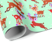 かわいい可愛い飛び跳ねるトナカイ ラッピングペーパー (ロールコーナー)