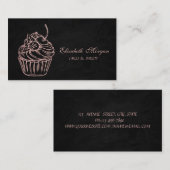 かわいい可愛い,グリッターカップケーキブラック 名刺 (正面/裏面)