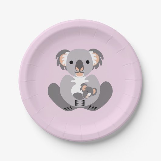 かわいい可愛い – KOALA – オーストラリア – ピンク ペーパープレート (正面)