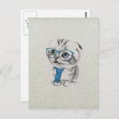 かわいい可愛おもしろいいトレンディーブルーアイズ子猫 ポストカード