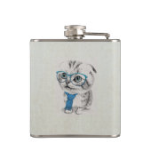 かわいい可愛おもしろいいトレンディー子猫の動物スケッチ フラスク (裏面)