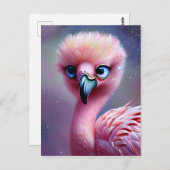 かわいい可愛らしいかわいいベビーフラミンゴ ポストカード (正面/裏面)