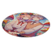 かわいい可愛らしいアニメのカップル カッティングボード (角)