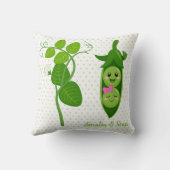 かわいい可愛らしいエンドウ豆 – 背景色を選択 クッション (裏面)