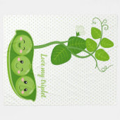 かわいい可愛らしいエンドウ豆 – 背景色を選択 フリースブランケット (正面(横))