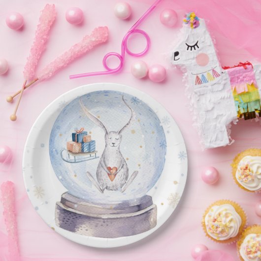 かわいい可愛らしいクリスマスバニー ペーパープレート (パーティー)