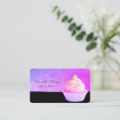 かわいい可愛らしいシックなカップケーキベーカリー 名刺 (スタンド正面)