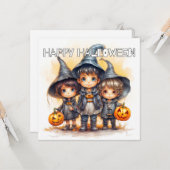 かわいい可愛らしいハッピーハローウィン 子供へ カード (正面/裏面インサイチュ)