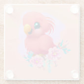 かわいい可愛らしいピンクのベビー鸚鵡 ガラスコースター (裏面)