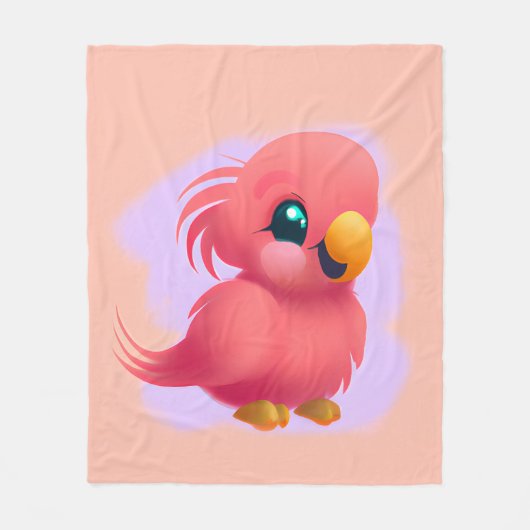 かわいい可愛らしいピンクのベビー鸚鵡 フリースブランケット (正面)