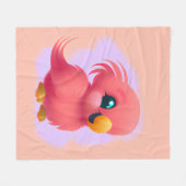 かわいい可愛らしいピンクのベビー鸚鵡 フリースブランケット (正面(横))