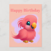 かわいい可愛らしいピンクのベビー鸚鵡 ポストカード (正面)