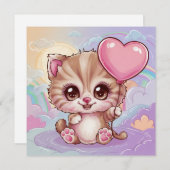 かわいい可愛らしいピンクベビー誕生日子猫 シーズンカード (正面/裏面)